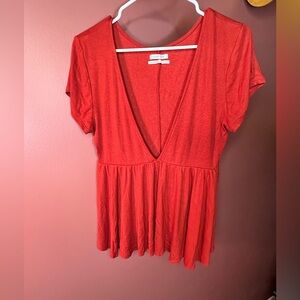 UO deep V peplum crop top